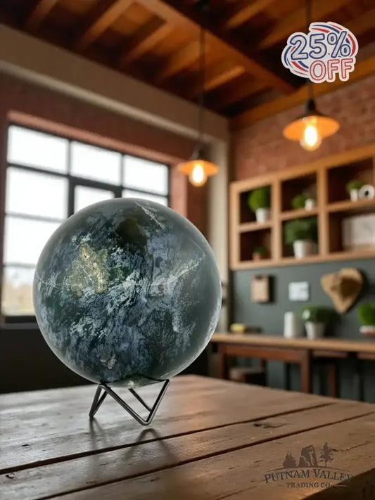 Green Moss Agate Sphere 6.3" - Putnam Valley Trading Co.