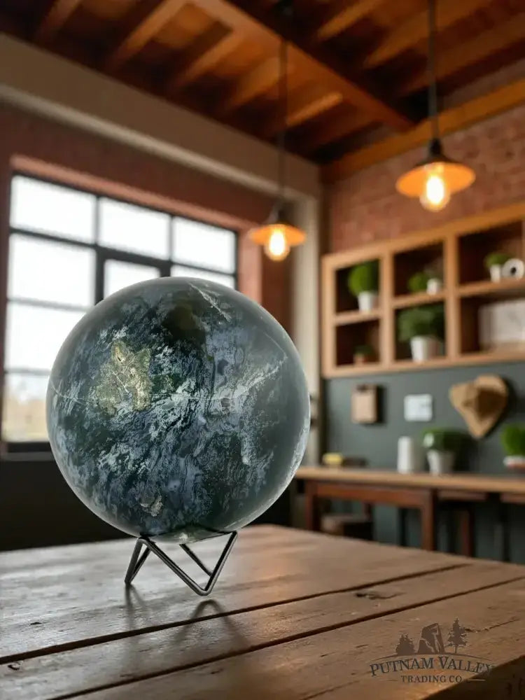 Green Moss Agate Sphere 6.3" - Putnam Valley Trading Co.