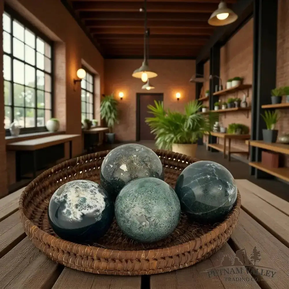 Green Moss Agate Spheres - Putnam Valley Trading Co.