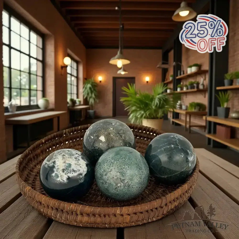 Green Moss Agate Spheres - Putnam Valley Trading Co.