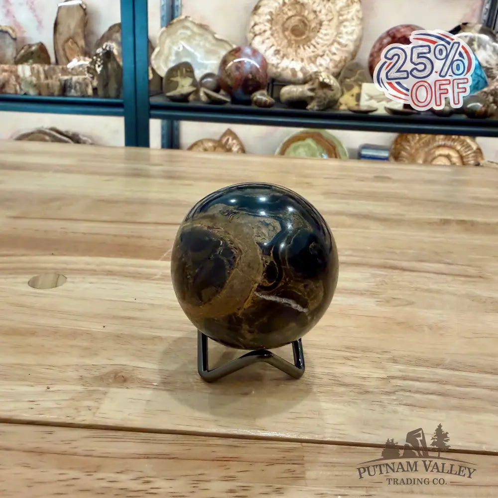 Hand-Carved Bolivian Stromatolite Sphere 2.38’’ - Sphere