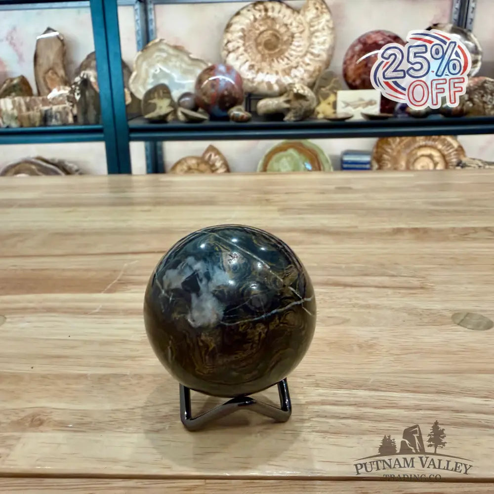 Hand-Carved Bolivian Stromatolite Sphere 2.39’’ - Sphere