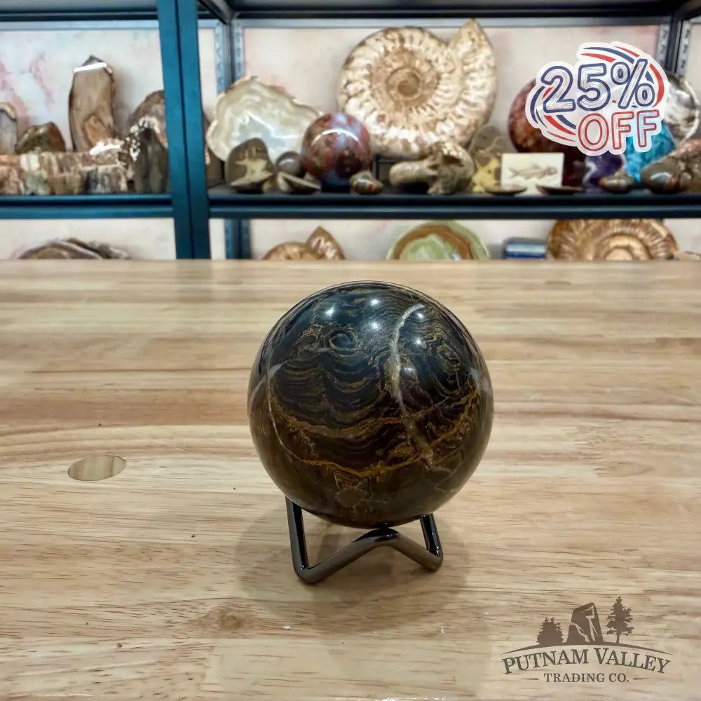 Hand-Carved Bolivian Stromatolite Sphere 2.45’’ - Sphere