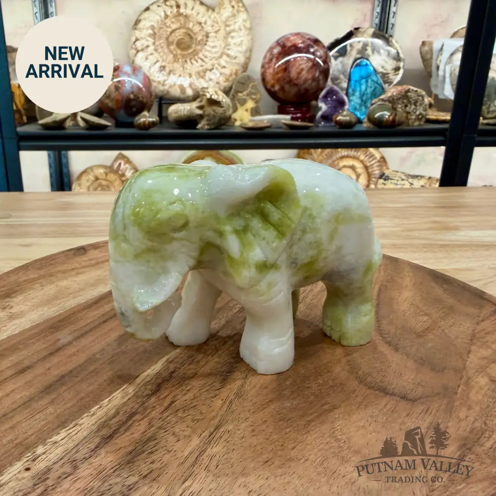 Hand-Carved Lantian Jade Elephant | 1.6lb - Sculpture