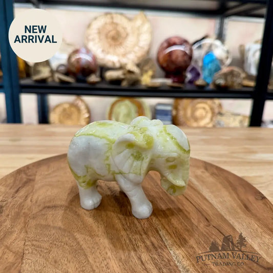 Hand-Carved Lantian Jade Elephant | 1.6lb - Sculpture