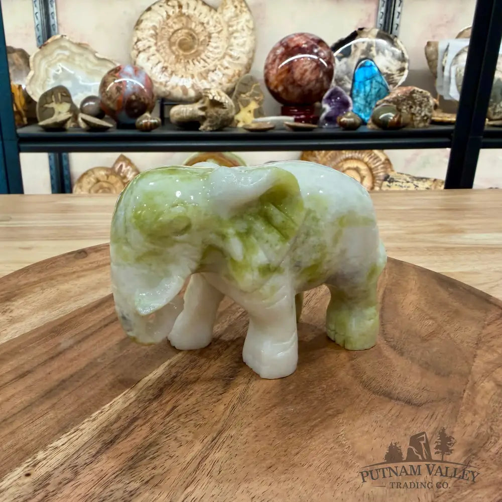 Hand-Carved Lantian Jade Elephant | 1.6lb - Sculpture