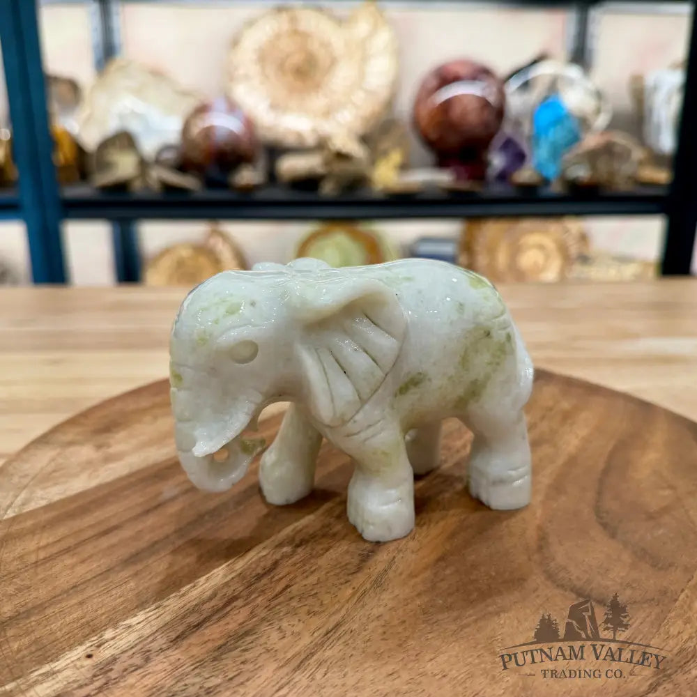 Hand-Carved Lantian Jade Elephant | 1.6lb - Sculpture