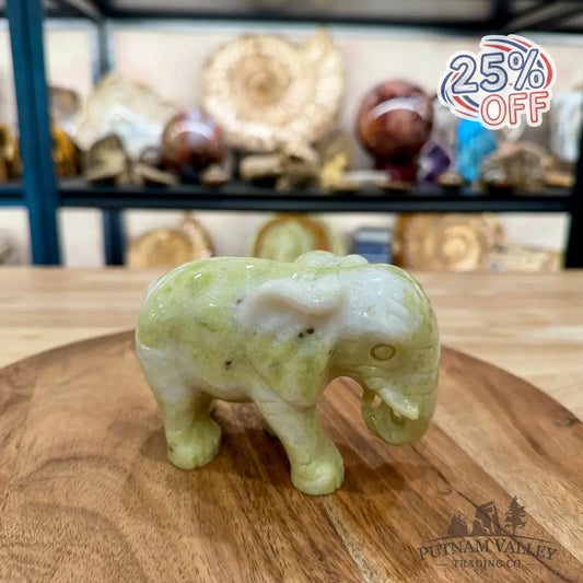 Hand-Carved Lantian Jade Elephant | 1.6lb - Sculpture