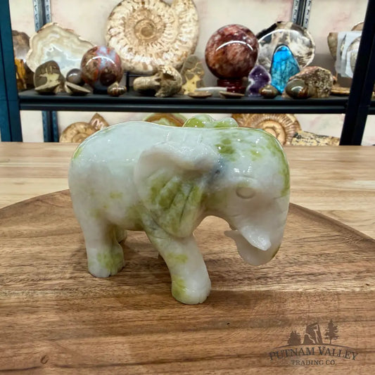 Hand-Carved Lantian Jade Elephant | 1.6lb - Sculpture