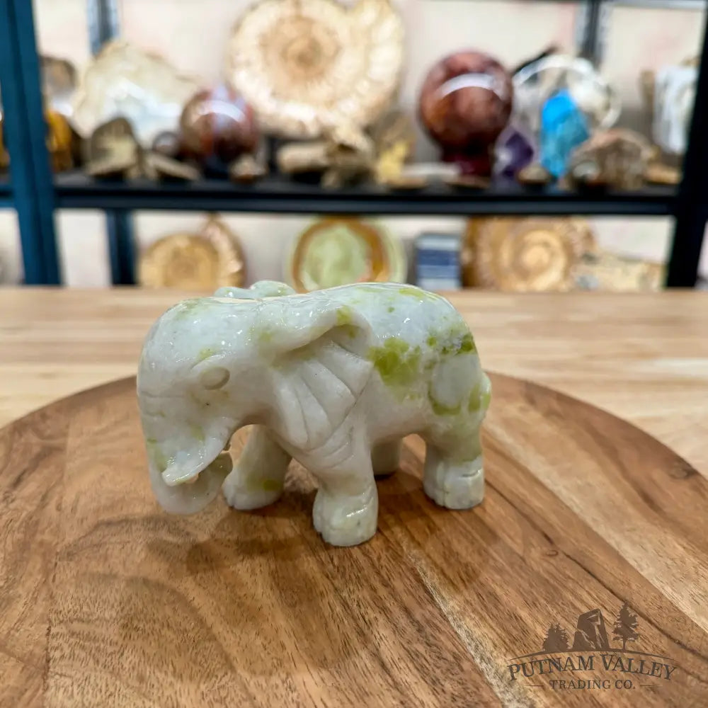 Hand-Carved Lantian Jade Elephant | 1.6lb - Sculpture