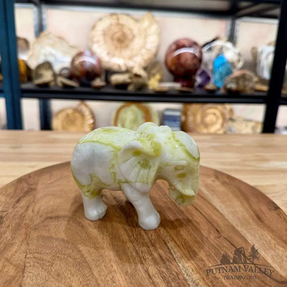 Hand-Carved Lantian Jade Elephant | 1.6lb - Sculpture