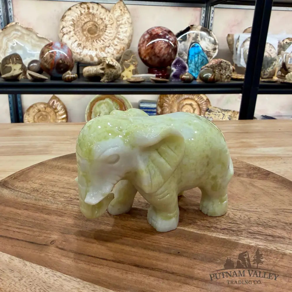 Hand-Carved Lantian Jade Elephant | 1.6lb - Sculpture