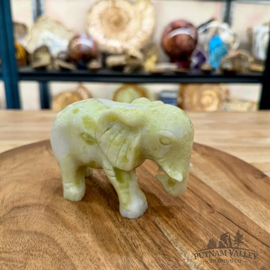 Hand-Carved Lantian Jade Elephant | 1.6lb - Sculpture