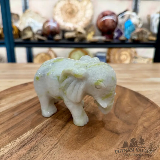 Hand-Carved Lantian Jade Elephant | 1.6lb - Sculpture