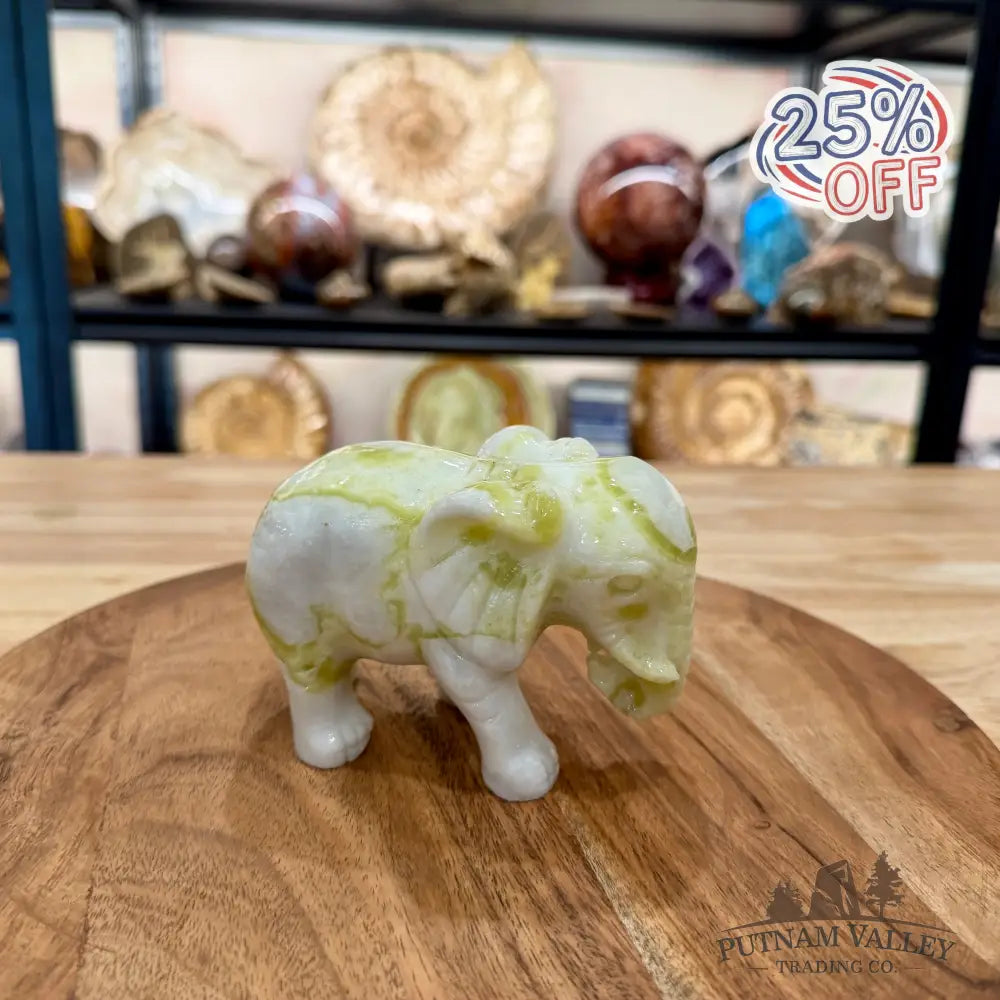 Hand-Carved Lantian Jade Elephant | 1.6lb - Sculpture