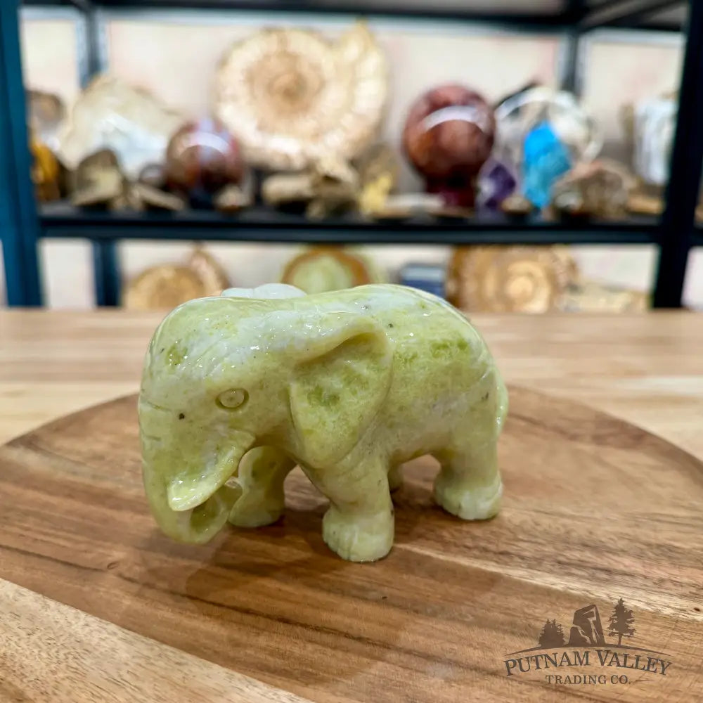Hand-Carved Lantian Jade Elephant | 1.6lb - Sculpture