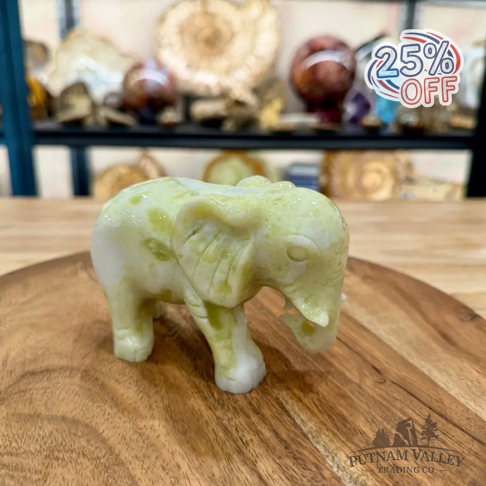 Hand-Carved Lantian Jade Elephant | 1.6lb - Sculpture