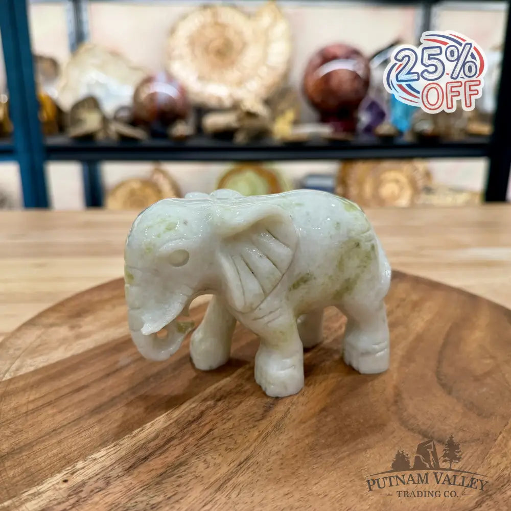 Hand-Carved Lantian Jade Elephant | 1.6lb - Sculpture