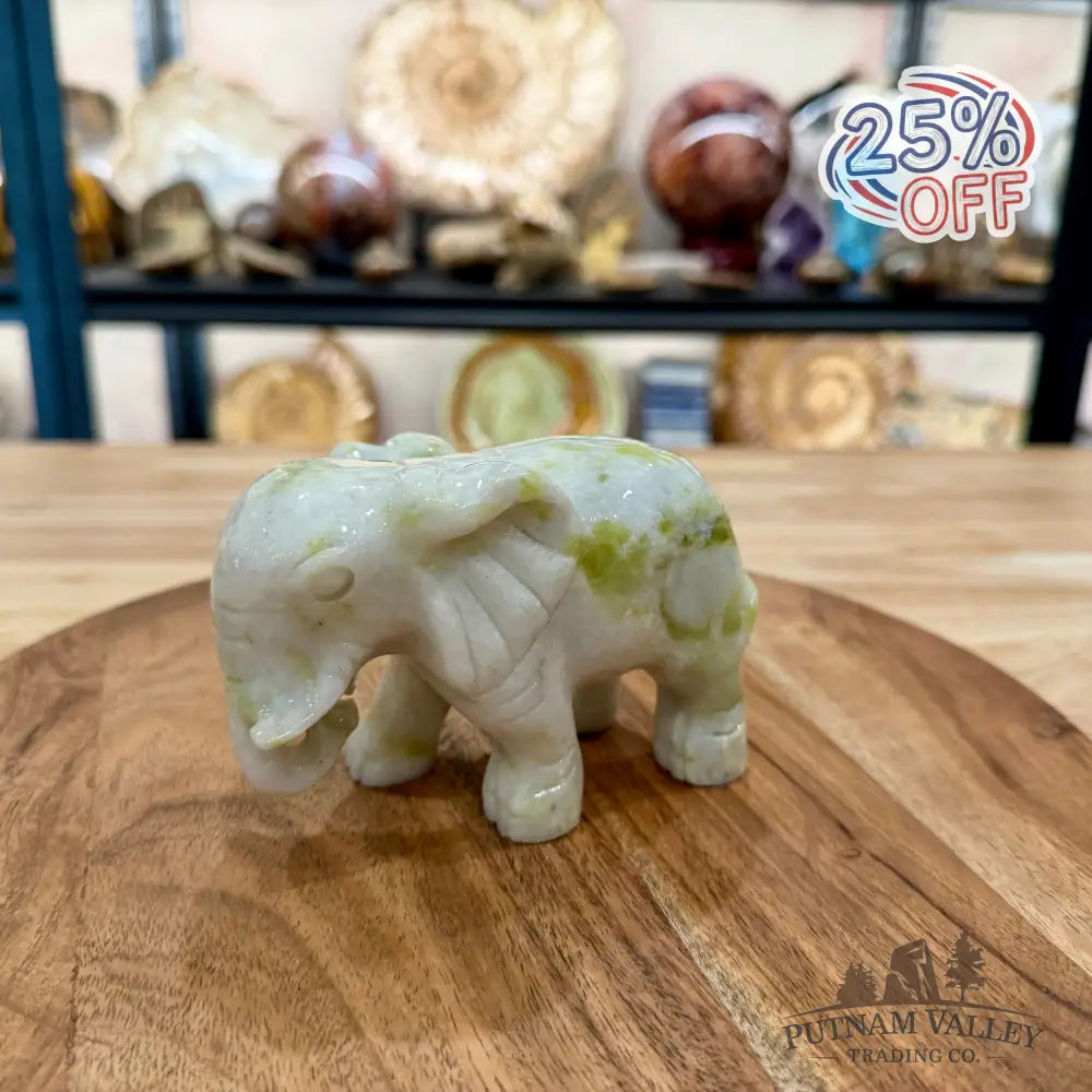Hand-Carved Lantian Jade Elephant | 1.6lb - Sculpture