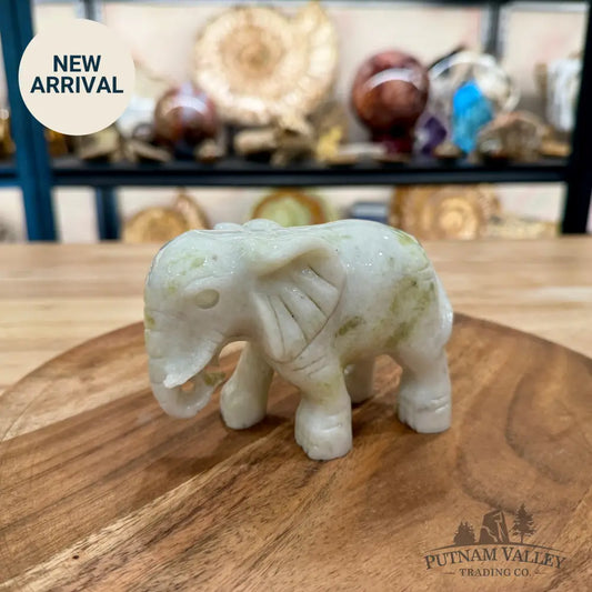 Hand-Carved Lantian Jade Elephant | 1.6lb - Sculpture