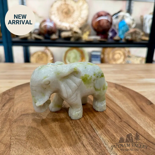 Hand-Carved Lantian Jade Elephant | 1.6lb - Sculpture