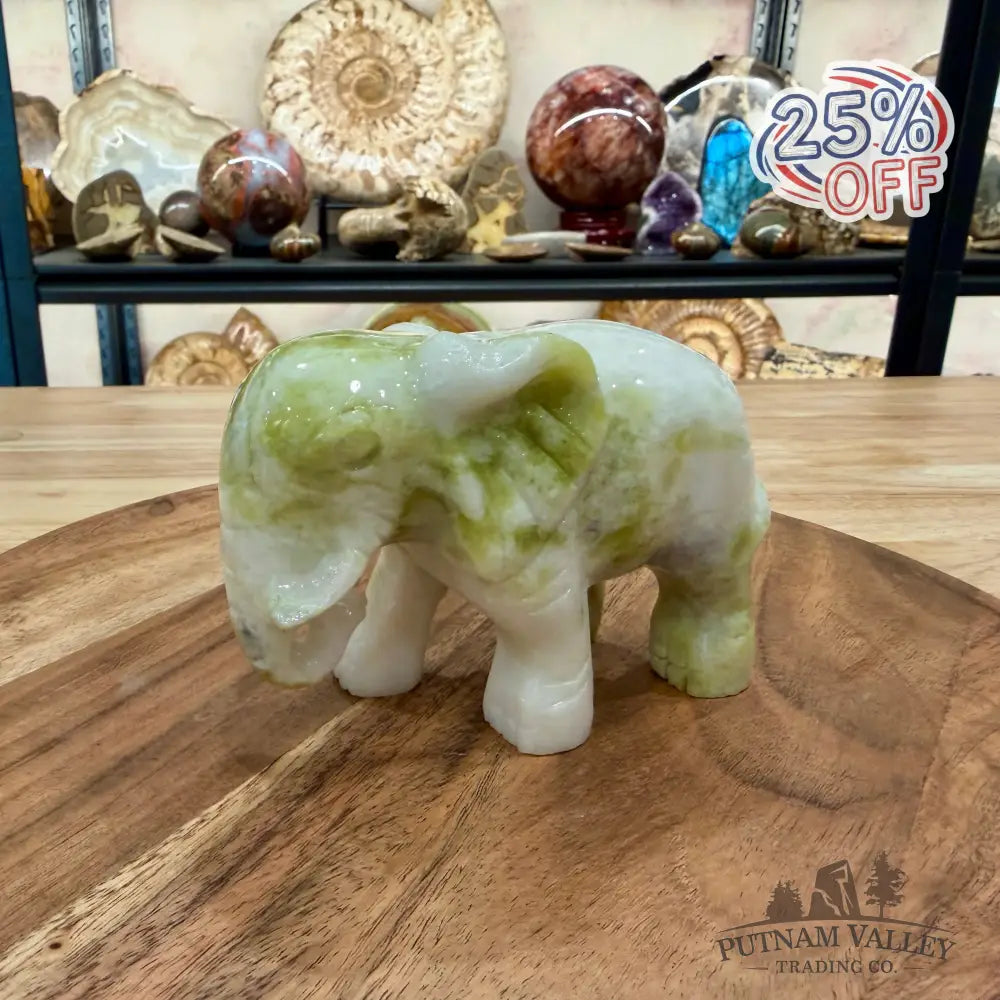Hand-Carved Lantian Jade Elephant | 1.6lb - Sculpture