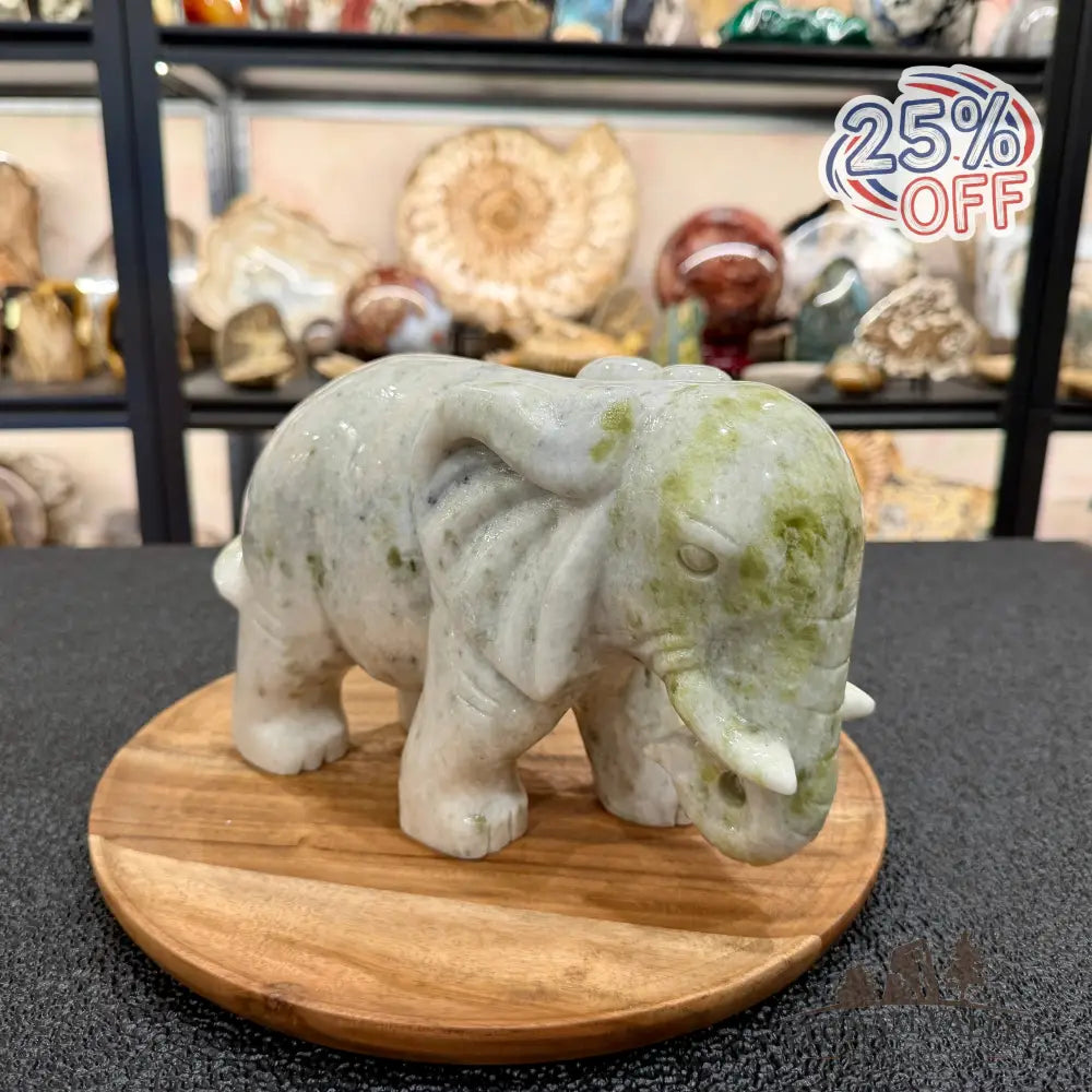 Hand-Carved Lantian Jade Elephant | 11.56lb - Sculpture