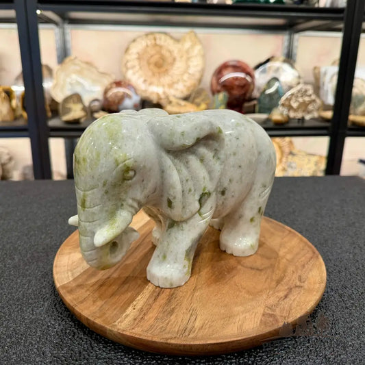 Hand-Carved Lantian Jade Elephant | 11.56lb - Sculpture