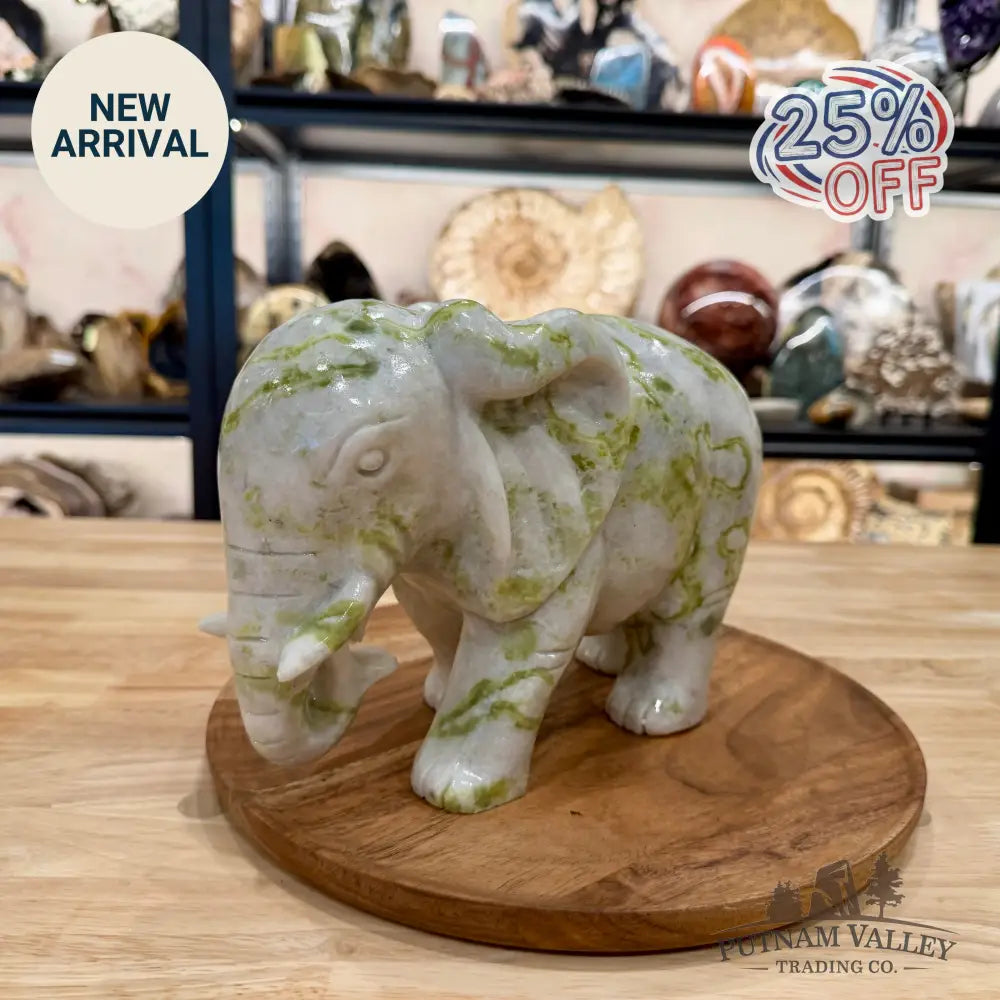 Hand-Carved Lantian Jade Elephant | 12.04lb - Sculpture