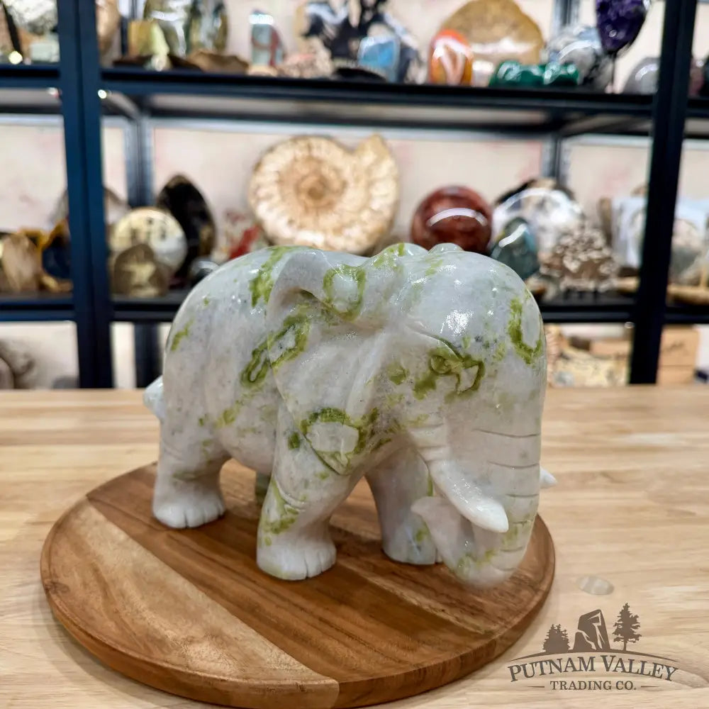 Hand-Carved Lantian Jade Elephant | 12.04lb - Sculpture