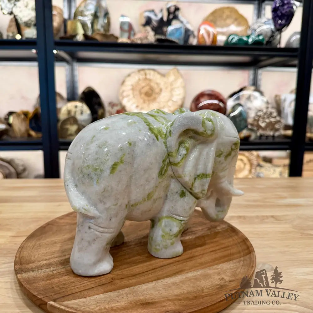 Hand-Carved Lantian Jade Elephant | 12.04lb - Sculpture