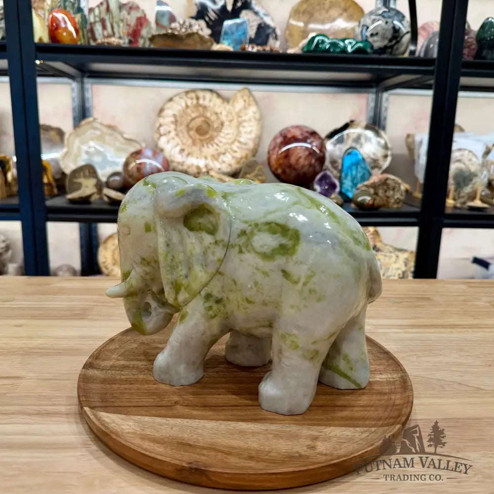 Hand-Carved Lantian Jade Elephant | 12.78lb - Sculpture