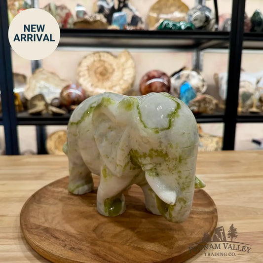 Hand-Carved Lantian Jade Elephant | 12.78lb - Sculpture