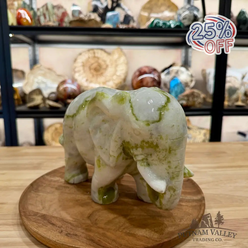 Hand-Carved Lantian Jade Elephant | 12.78lb - Sculpture