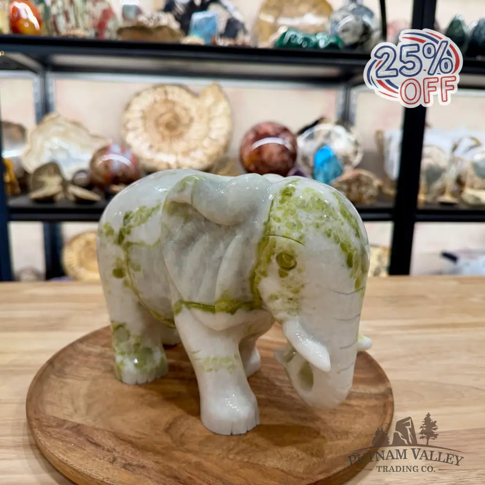 Hand-Carved Lantian Jade Elephant | 13.02lb - Sculpture