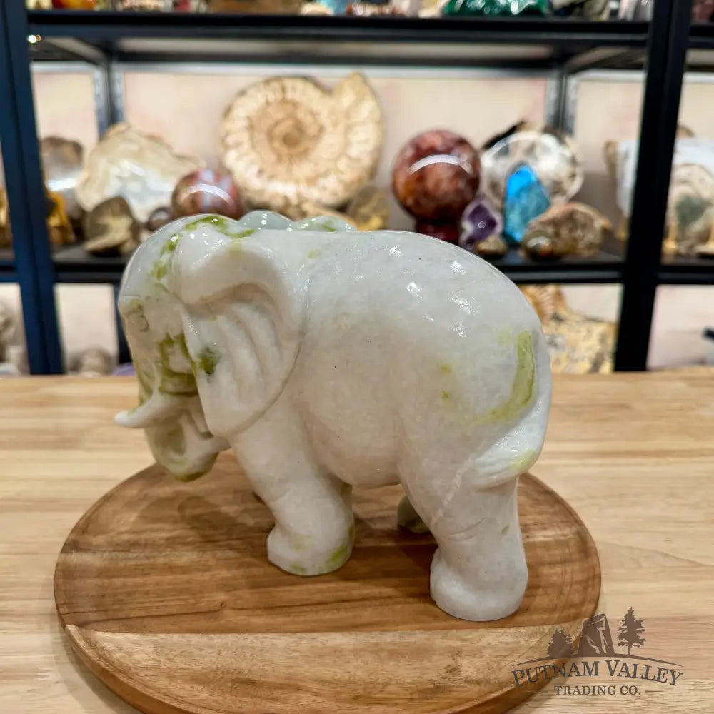 Hand-Carved Lantian Jade Elephant | 13.02lb - Sculpture