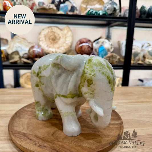 Hand-Carved Lantian Jade Elephant | 13.02lb - Sculpture