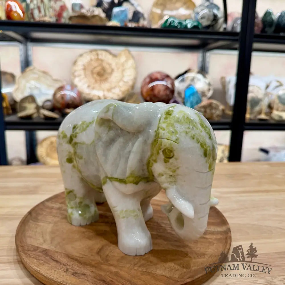 Hand-Carved Lantian Jade Elephant | 13.02lb - Sculpture