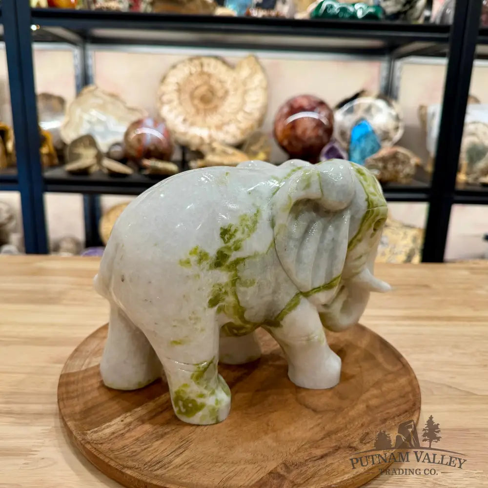 Hand-Carved Lantian Jade Elephant | 13.02lb - Sculpture