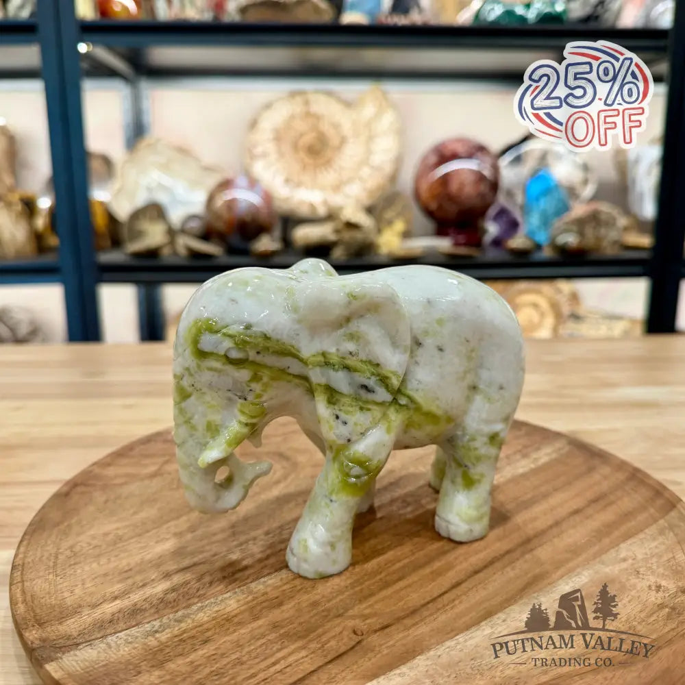 Hand-Carved Lantian Jade Elephant | 2.88lb - Sculpture