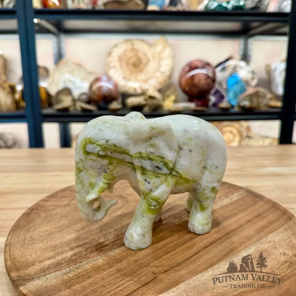 Hand-Carved Lantian Jade Elephant | 2.88lb - Sculpture