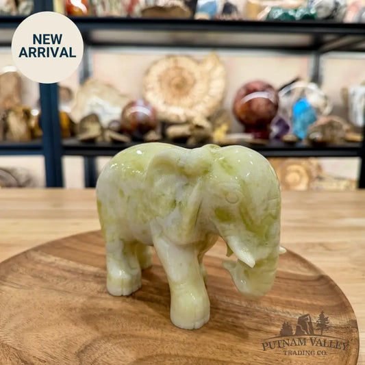 Hand-Carved Lantian Jade Elephant | 3.2lb - Sculpture