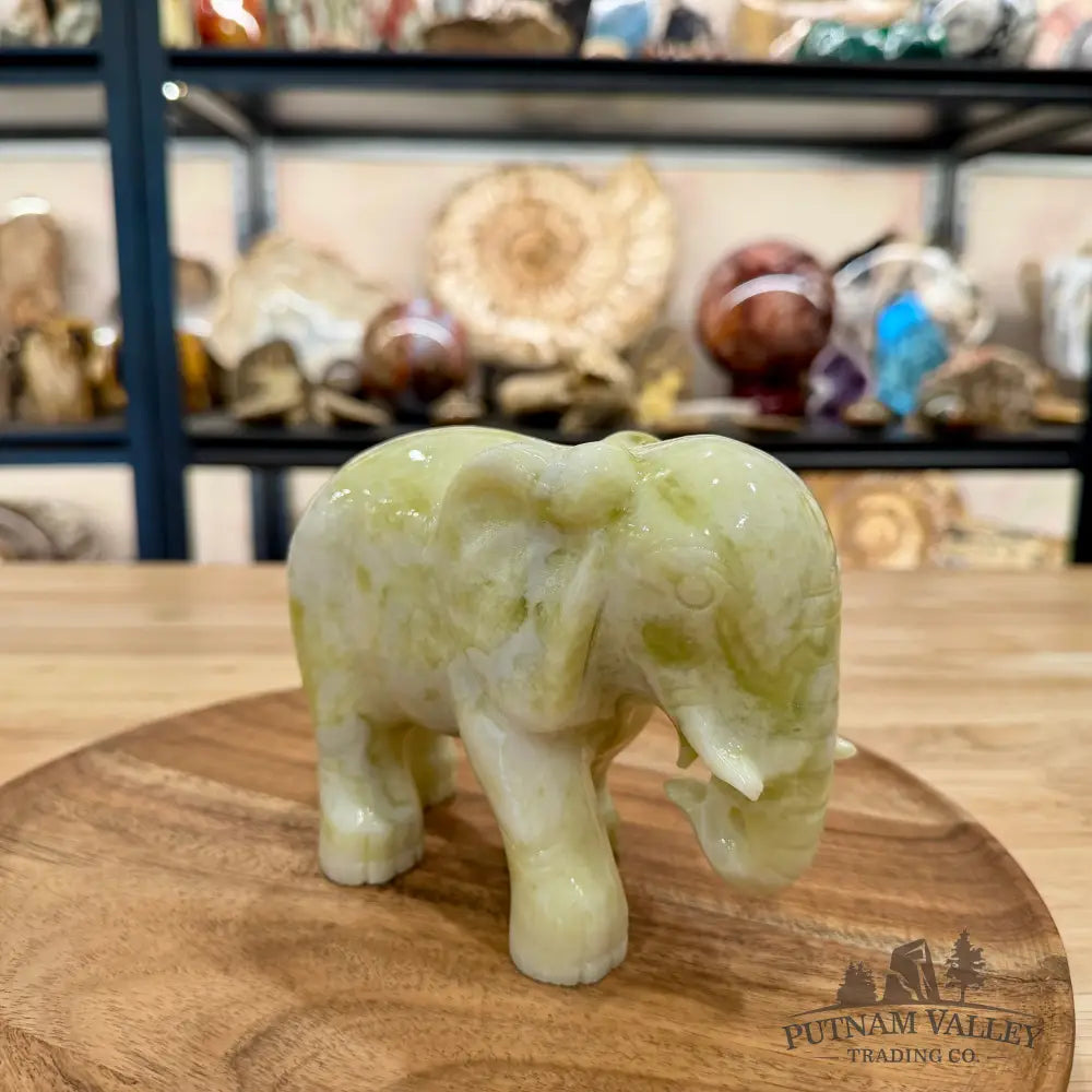Hand-Carved Lantian Jade Elephant | 3.2lb - Sculpture