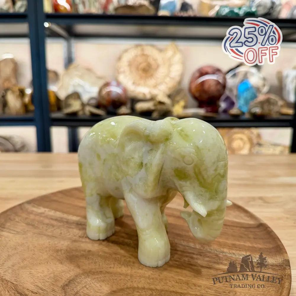 Hand-Carved Lantian Jade Elephant | 3.2lb - Sculpture