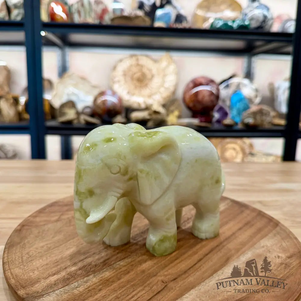 Hand-Carved Lantian Jade Elephant | 3.2lb - Sculpture