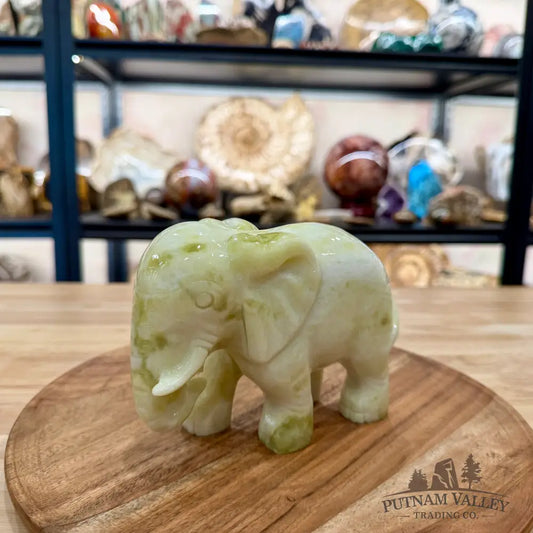 Hand-Carved Lantian Jade Elephant | 3.2lb - Sculpture