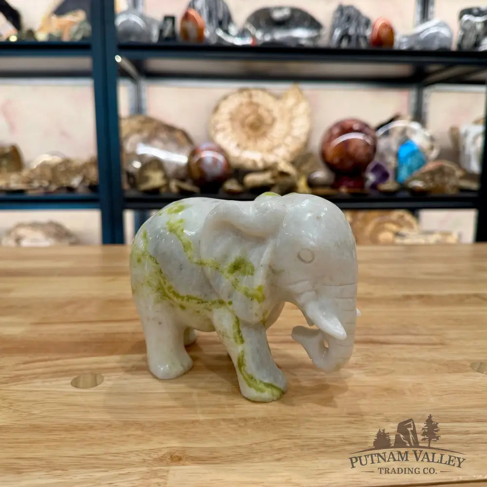 Hand-Carved Lantian Jade Elephant Sculpture