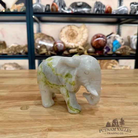 Hand-Carved Lantian Jade Elephant Sculpture