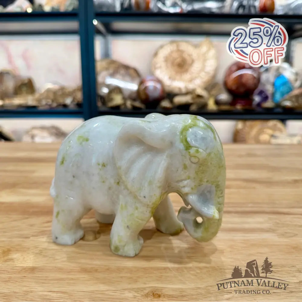 Hand-Carved Lantian Jade Elephant Sculpture