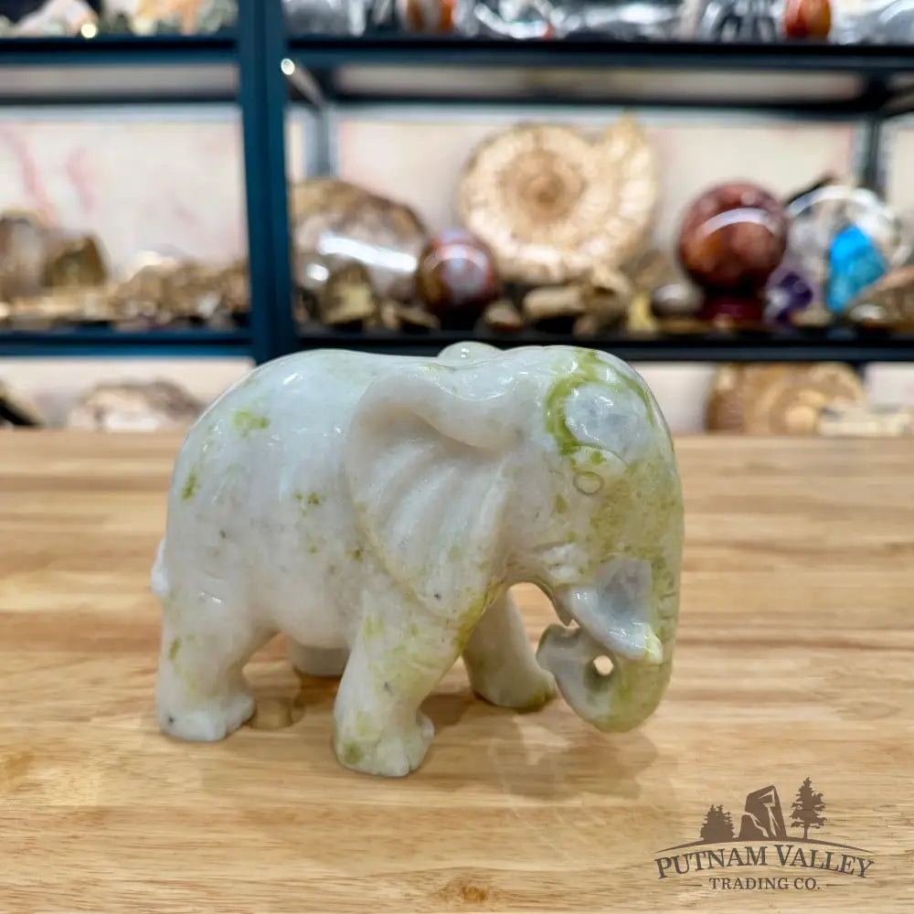 Hand-Carved Lantian Jade Elephant Sculpture